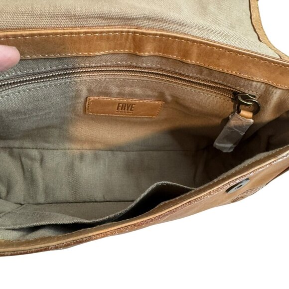 Frye Melissa Baguette Tan Leather Crossbody Satchel Bag Vintage Style - Picture 10 of 12